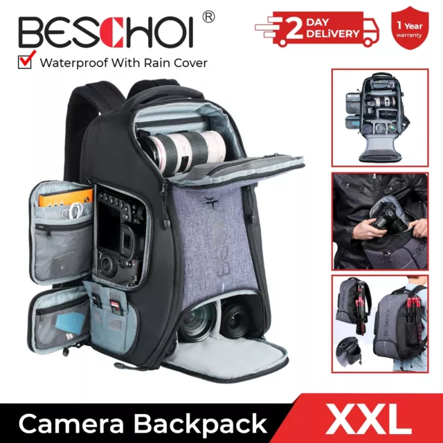 Beschoi Multifunction Camera Backpack Case w/Rain Cover for DSLR/SLR Canon Nikon