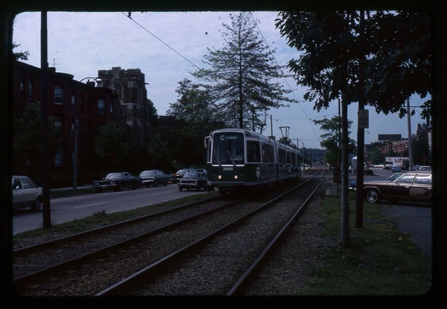Trolley Slide - Boston MBTA #3485 T Transit Car Train Streetcar 1978 Vintage