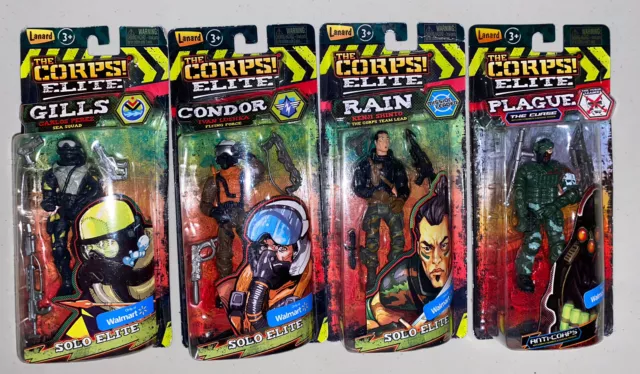 LANARD ACTION FIGURES CORPS Elite Gills, Condor, Rain, Plague Lot of 4