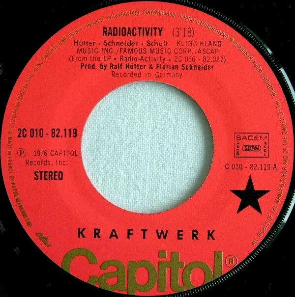 French 7" /45 Tours Single Kraftwerk Radioactivity / Antenna Excellent Etat 1976 3