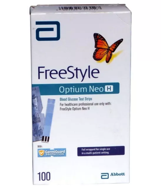 1x100 Abbott Freestyle Optium Neo-H 100 Test Strips Long Expiry  Free Shipping