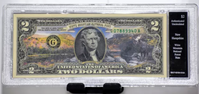 Bradford Exchange - 2013 Colorized White Mountain National Park $2 Dollar Note