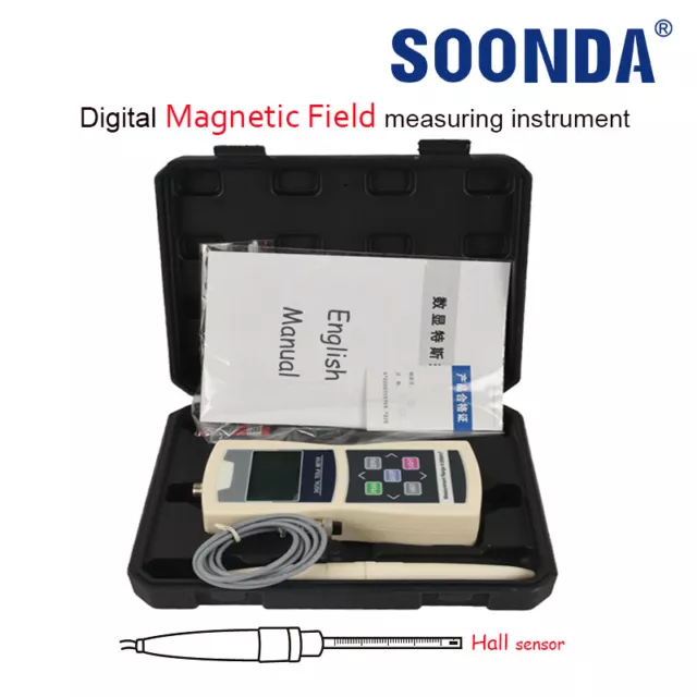 Gauss Tesla Meter Magnetic Field Flux Test Sensor 15cm Digital 0-2400mT,24000Gs