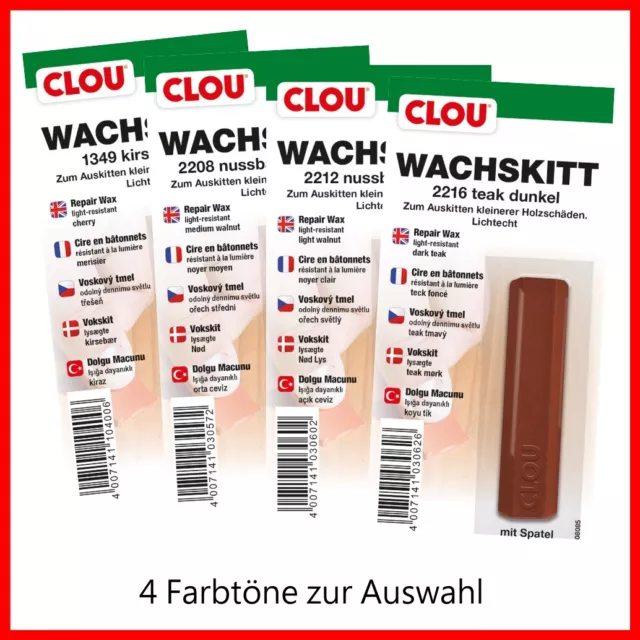 Clou Wachskitt zum Ausbessern von Holz, lichtecht, div. Farben zur Wahl