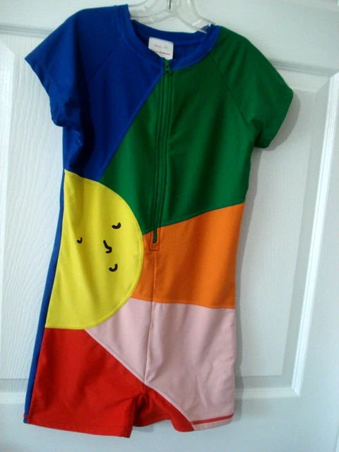 Hanna Andersson Girls One Piece Swimsuit Rash Guard Rainbow Sun Size 12