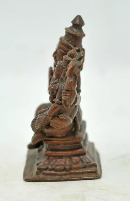 Original Alt Antik Kupfer Gott Vishnu Idol Figur Eingraviertes Museum Qualität 3