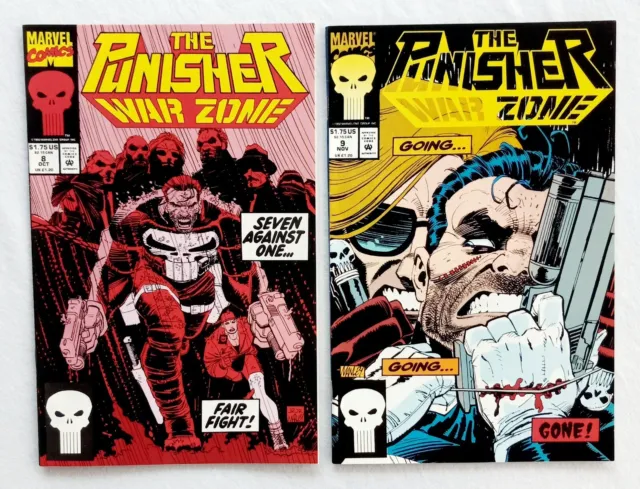 Punisher War Zone #8 #9 - Marvel Comics Lot 1992 John Romita Jr Chuck Dixon