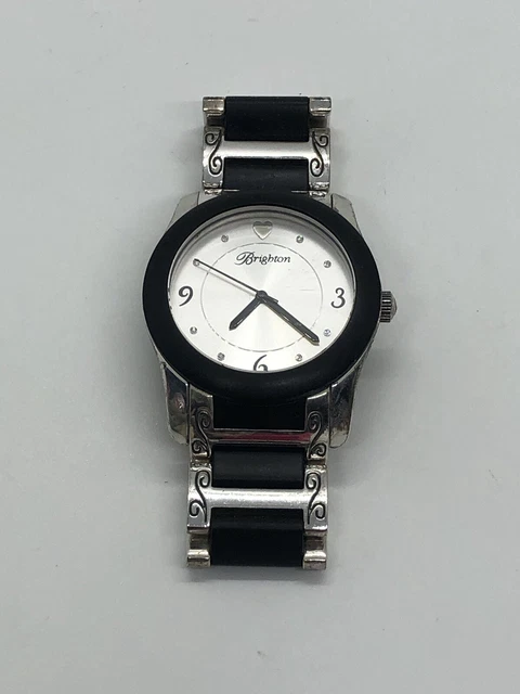 VTG. BRIGHTON BLACK Silver Baby Brooklyn Watch Works Needs Battery RETIRED 24.99 PicClick
