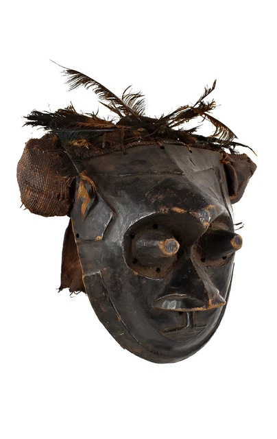 Kuba Goggle Eyed Mask Wood Congo Raffia Wood African Art