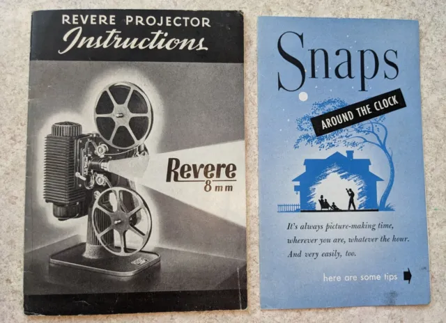 1945 Revere Projector Instructions &  Photoflash Kodak Snaps Picture Taking Tips