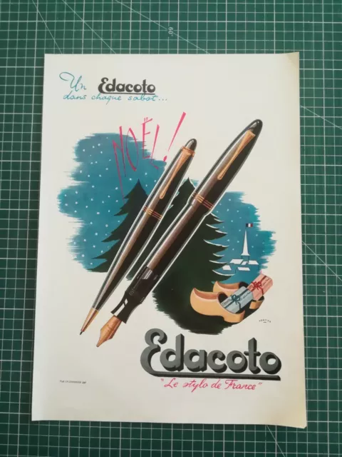 tf428 belle publicité années 50 Stylo Edacoto dessin Portier dos horloges Jaz