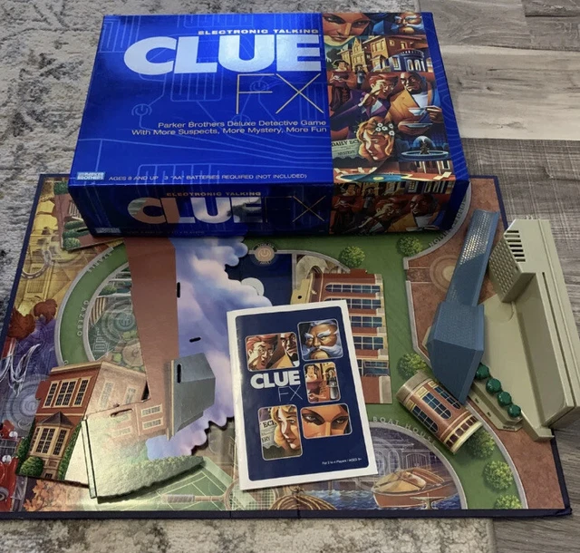 CLUE FX ELECTRONIC Talking Game Not Working Box Rules Game Board Only