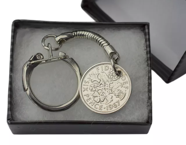 Coin Keyring - British Sixpence Keyring Choice Of Year 1920-1967 Birthday