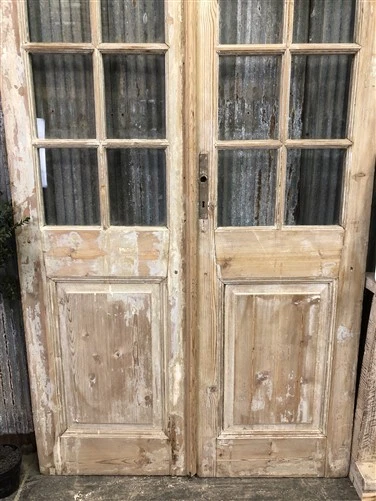 Antique French Double Doors (46x84) 8 Pane Glass European Doors G72 3
