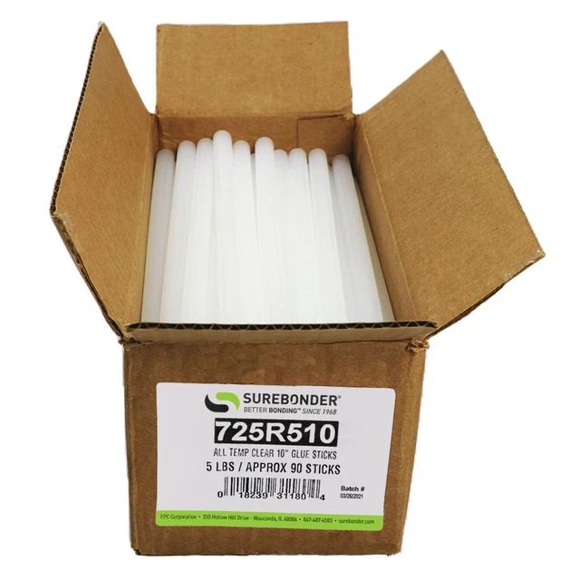 Surebonder Bulk Full Size 10" Clear Hot Glue Stick - 5 lb Box