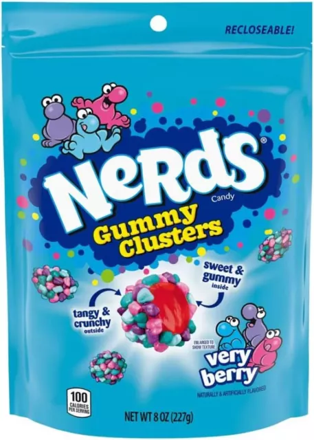 Nerds Gummy Clusters Candy, Very Berry, 8 Ounce 227 g (Pack of 1)