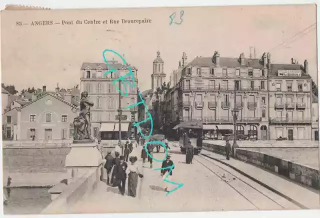 5 CPA de Angers *  Beaurepaire Trinité tramway * tampon Croix Rouge - CPA animée