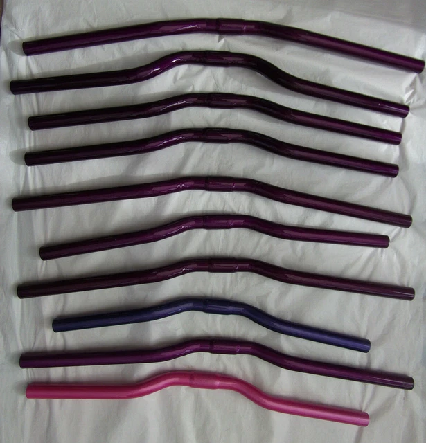 Pink or Purple, many sizes of new steel handlebars, low rise for MTB, kids bikes
