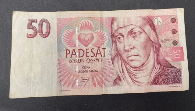 Czech 50 Koruna Banknote St. Agnes of Bohemia - Circulated No Tears