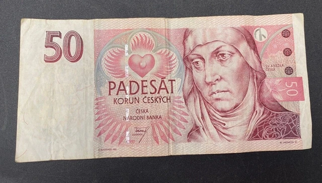 Czech 50 Koruna Banknote St. Agnes of Bohemia - Circulated No Tears
