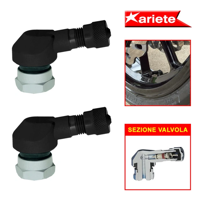 VALVOLE 90 GRADI RUOTE TUBELESS [ARIETE] D.11,3 mm / NERE - PER MOTO GIAPPONESI