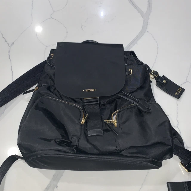Tumi backpack-black w/gold trim-EUC nylon
