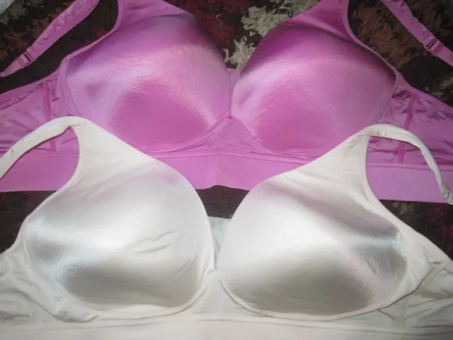 2 Jockey Bra T-Shirt  Wire-Free Cup Purple/Pale Pink Women's Size XXXL LINED