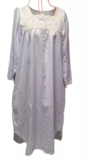 Womens Earth Angel Nightgown Intimates Robe Sleepwear  Blue White Lace Sz Small