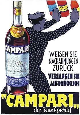 Vintage Plate 1935 Bitter Campari"Das Feine Aperitif" Werbung,Advertising,Poster