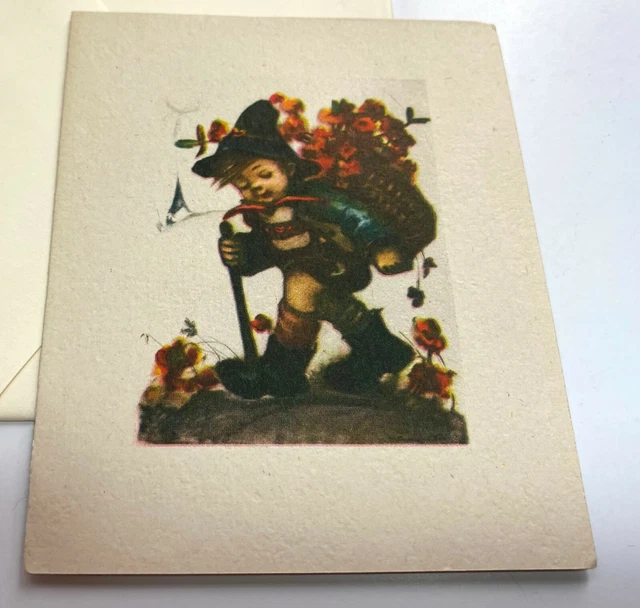 1941 ARS SACRA Hummel Greeting Card Little Boy with Basket 5H301 Unused