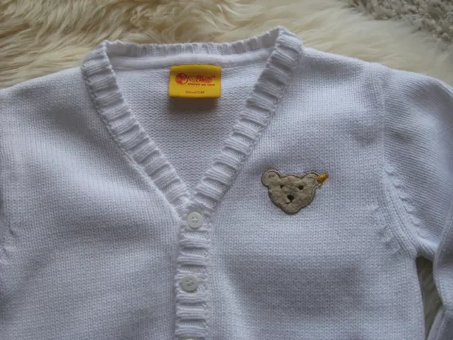 STEIFF® Baby Mädchen Strickjacke Jacke Bär weiß Gr.80 NEUwertig 2