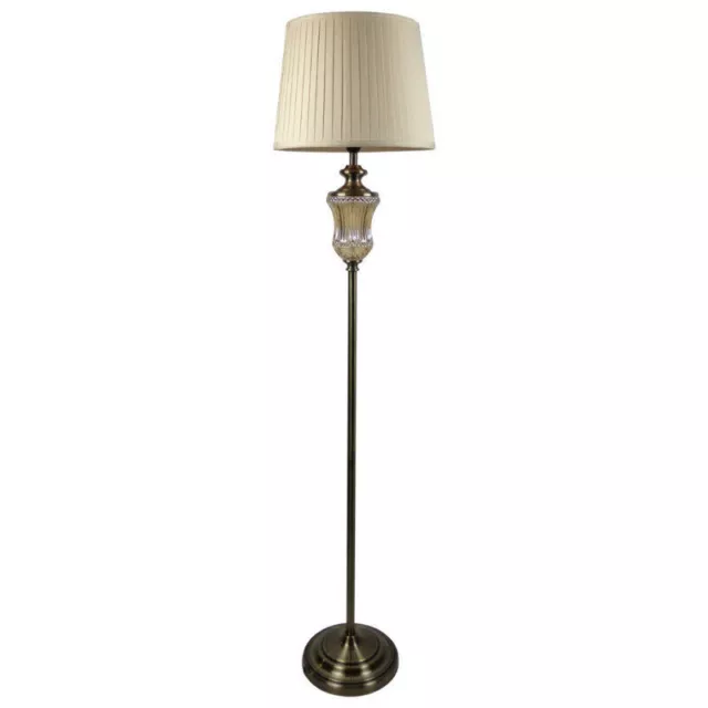 New Elegant Brass Floor Lamp with Yellow Fabric Shade