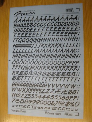 1 x letragraphica Minuscole & NUM Burlington foglio 72pt 17.0mm PR208 P 
