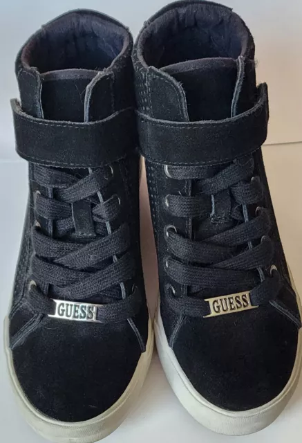 GUESS Decia Hidden Platform Sneaker Black Suede Women's Size 6.5