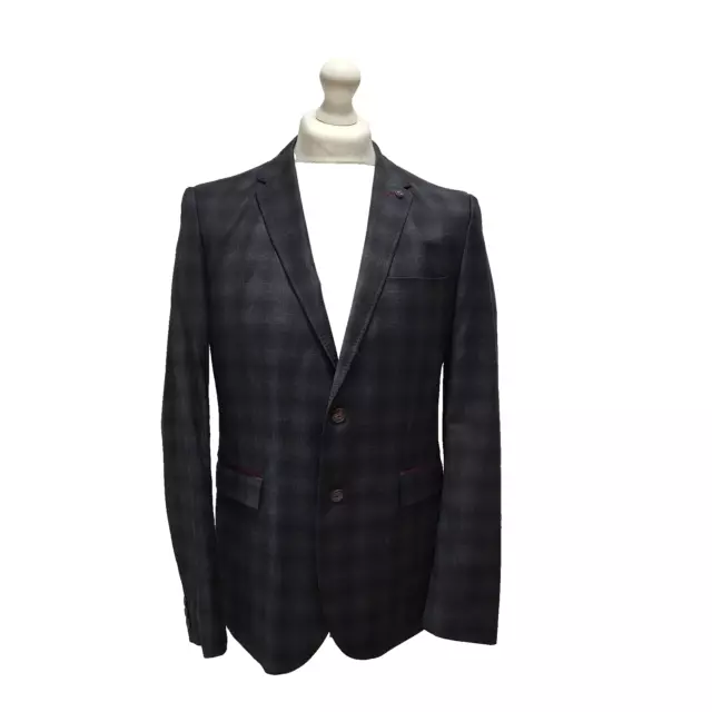 Ted Baker Grey Check Wool Collared Suit Blazer Jacket uk Men's L 42" Bnwt BB739 2