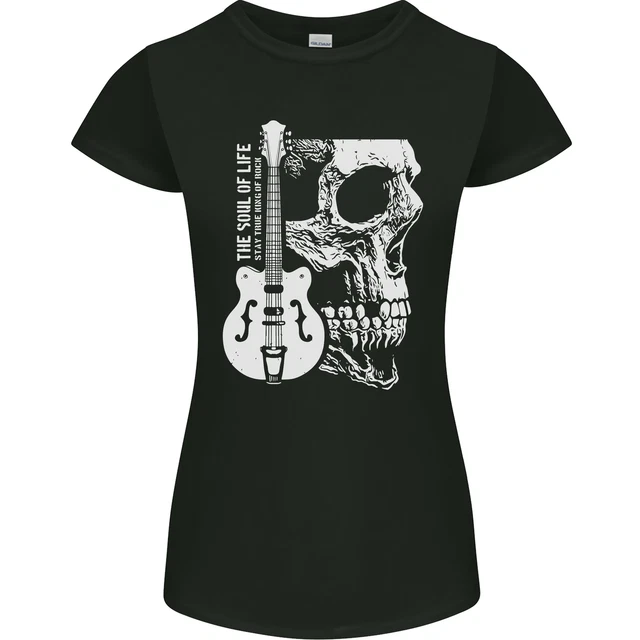 T-shirt Femme Guitare Basse électrique Acoustique - Coupe Fine, 100% Coton, Marque Gildan, Neuf Sans étiquettes