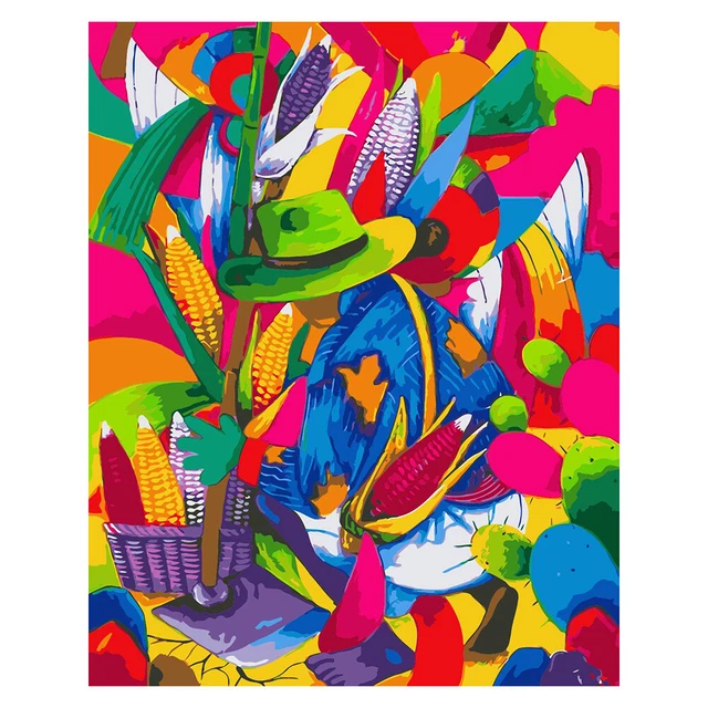 DIY Painting By Numbers Kits Canvas Abstract Oil Coloring Unframed Room Decor