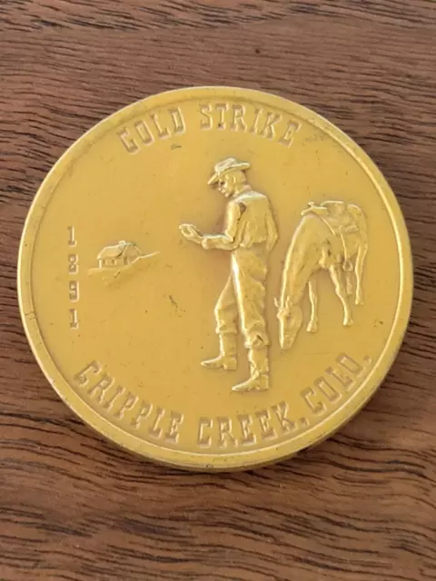 Vintage GOLD STRIKE CRIPPLE CREEK, COLO. 1891 Bronze Medal Medallic Art Co N.Y.