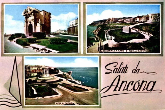 Ancona saluti vedutine formato grande viaggiata 1960 Ancona