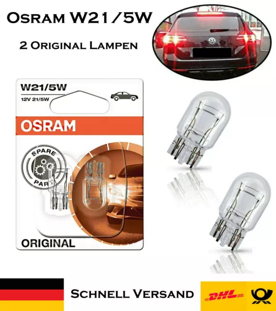 2x Osram W21/5W 12V 7515-02B W3x16q Original Glassockel Halogen Ersatz Lampe