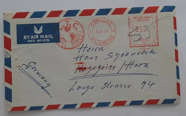 Nederlandse Antillen Air Mail Brief Freistempel 055 C. Curaçao nach Hohegeiß 59