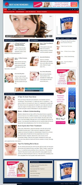 Acne Rimedi & Punte Affiliiate Sito Web Con Nuovo Dominio +1 Mesi Hosting