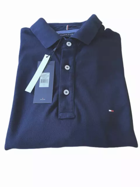 Tommy Hilfiger Slim Fit Long Sleeves Polo-Cloud HTR NAVY SIZE SMALL