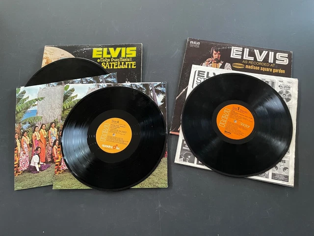 Lot of 2 ELVIS PRESLEY Live Vinyl LP Records 33rpm Aloha from Hawaii MSG