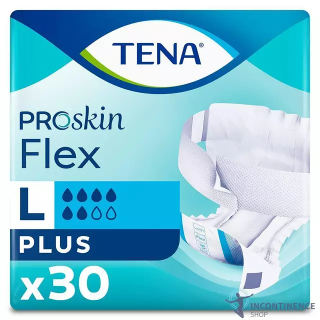 1x TENA ProSkin Flex Plus - Grande - Paquete de 30 - Resbalones para incontinencia - 2500 ml