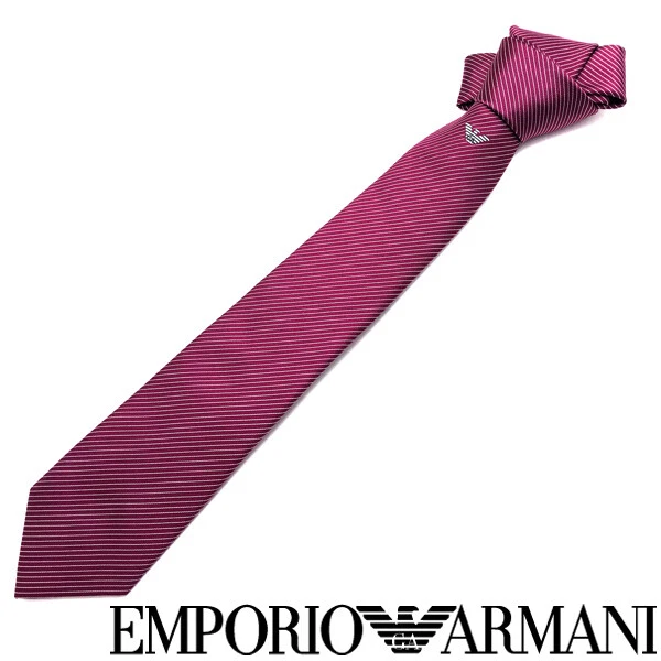 Emporio Armani Tie Brand Silk Stripe Fuchsia Pink Width Of The Tip 7.5cm a609