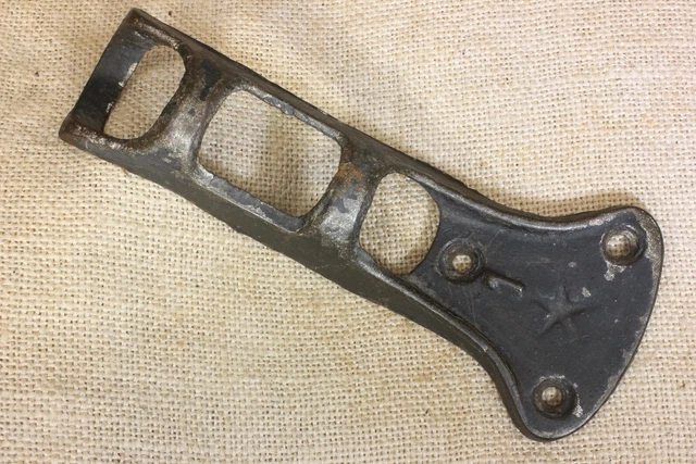 old 1" Flag Pole bracket banner holder STAR vintage iron Dark painted galvanized