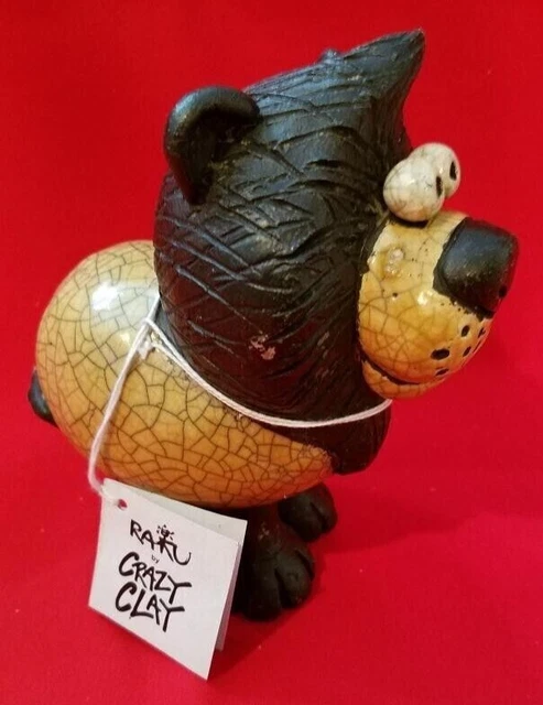 Südafrika handgefertigte verrückte Ton-Raku-Keramik 6,5"" Löwenfigur 3