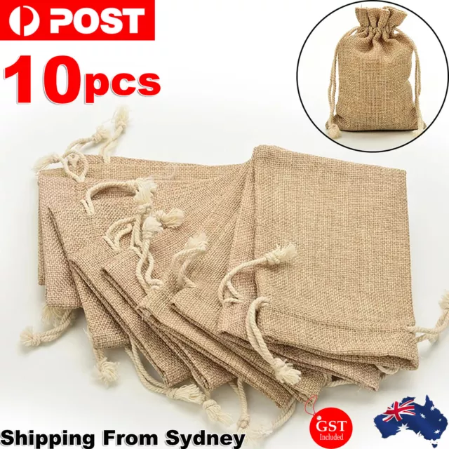 UP 100PCS Small Bag Natural Linen Pouch Drawstring Burlap Jute Sack Jewelry Gift