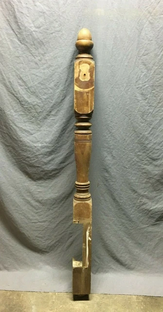 Antique Decorative Turned  wood Newel Post Pine 4x59 Vintage Staircase 1094-21B
